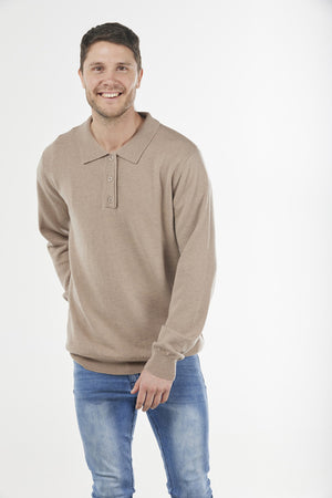 Collar with 3 Buttons jumper pure Cashmere