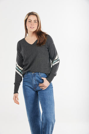 VEE PULLOVER WITH STRIPES