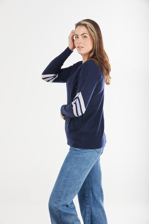 VEE PULLOVER WITH STRIPES