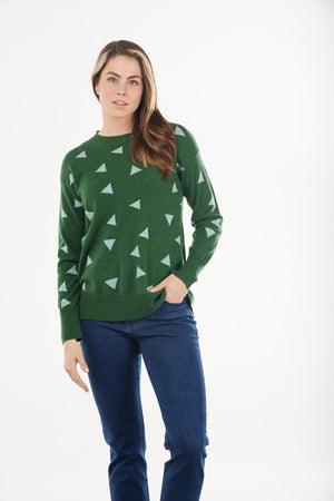 CREW NECK PULLOVER WITH CONTRAST TRIANGLES