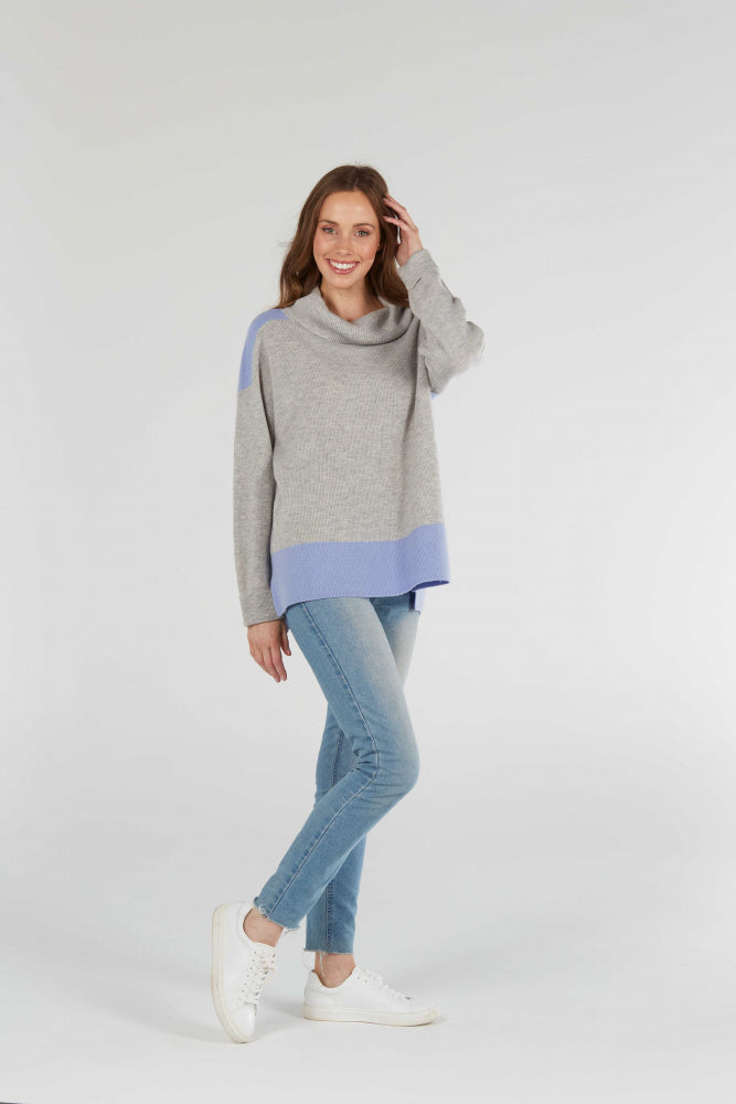 Contrast Back Roll Neck Pullover for Women