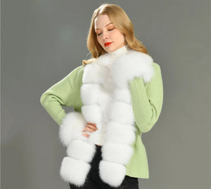 Cashmere cardigan with real Fox Fur