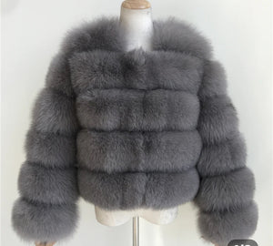 Real Fox fur luxury women coat