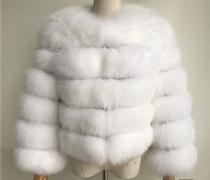 Real Fox fur luxury women coat