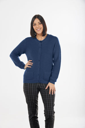 BTN CARDIGAN IN ALL-OVER EYELET STITCH DETAIL