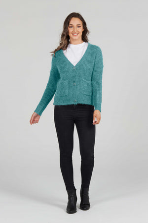MOHAIR VEE CARDIGAN WITH POCKETS