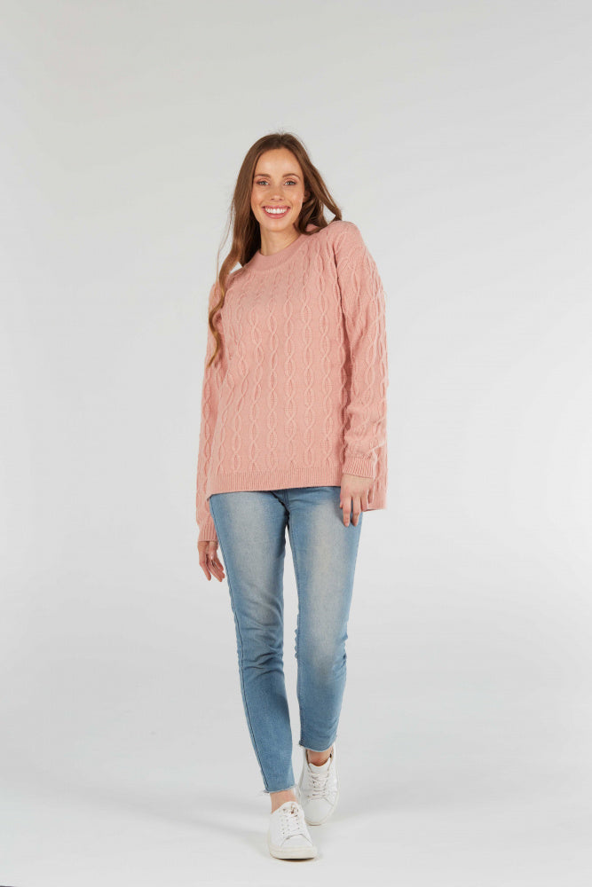 pink ALL OVER TEXTURED PULLOVER