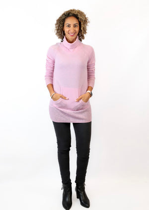 Roll neck with pockets and trim at the bottom