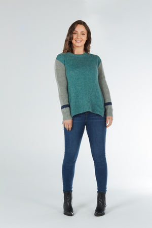 COLOUR BLOCKED HIGH NECK PULLOVER