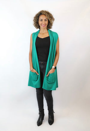Ribbed ETE vest Cashmere merino with pockets