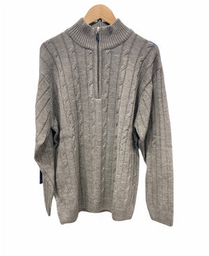 PURE WOOL CABLE ZIP PULLOVER