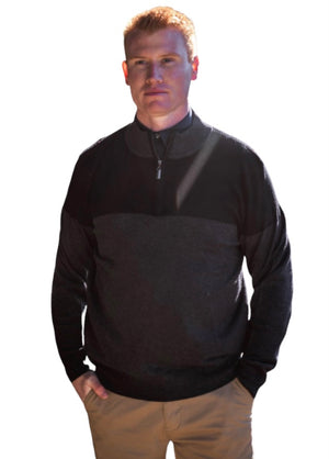 CONTRAST RIBBED 1/4 ZIP PULLOVER