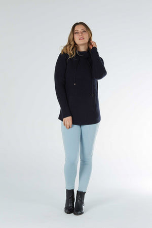 ROLL NECK PULLOVER WITH DRAWSTRING AND POCKET